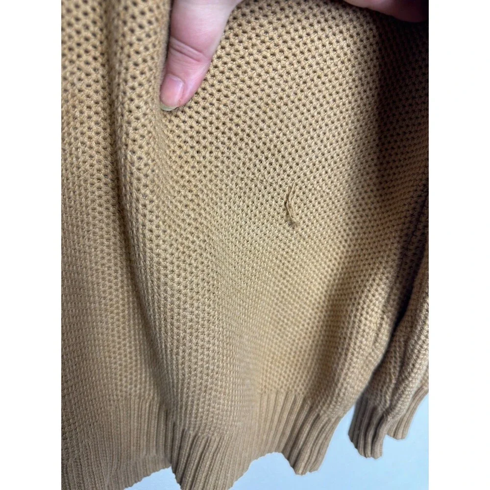 J.Crew XL Cotton Honeycomb Knit Half-Zip Heather Acorn Pullover Long Sleeve